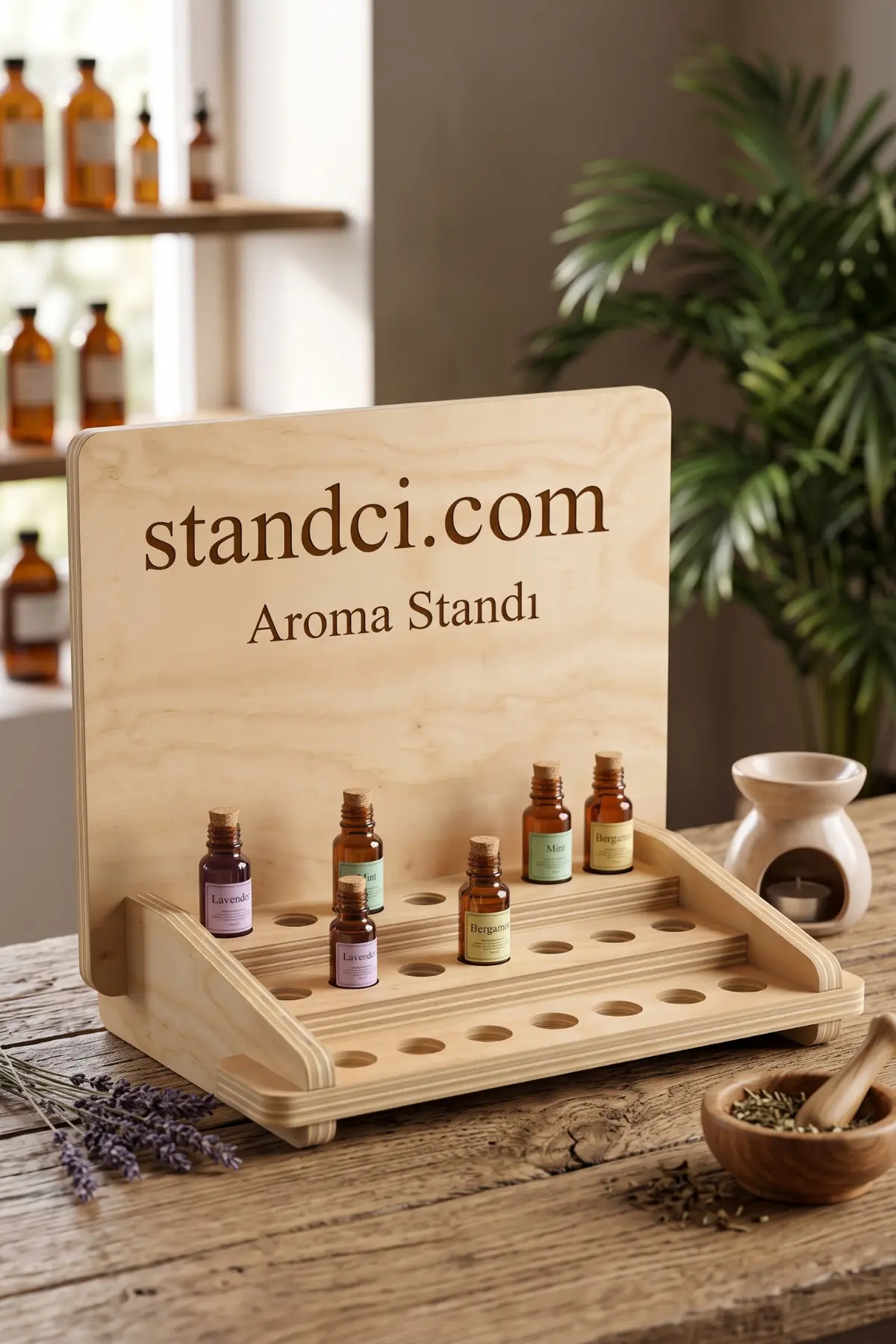 Kozmetik Standı Ahşap MDF Ürün Teşhir Standı